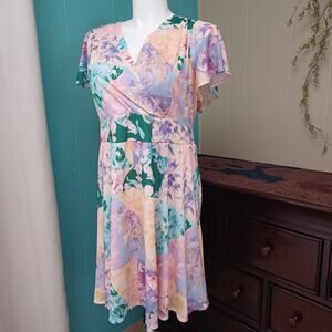 Lane Bryant Colorful Pastel Floral Wrap Summer Dress 22/24